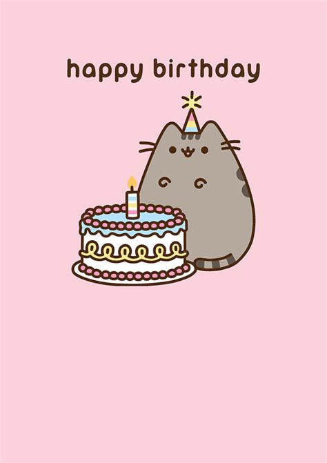Pusheen The Cat Birthday Cake Card Etsy