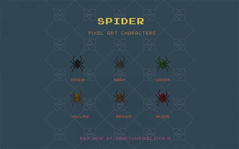 Spider Pixel Art Character Gamedev Market