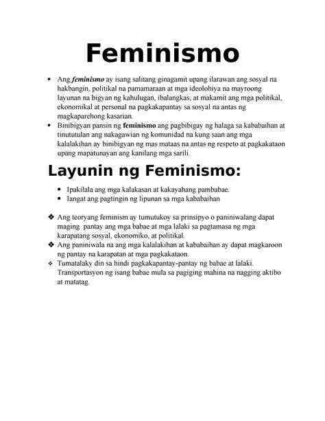 Feminismo Xcxcx Feminismo Ang Feminismo Ay Isang Salitang Ginagamit
