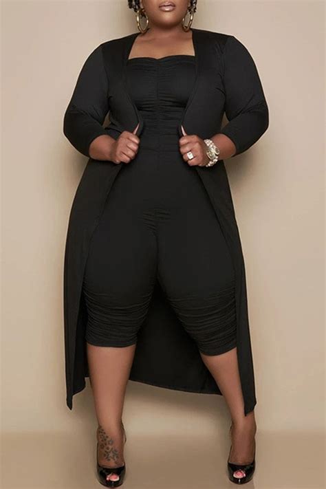 Casual Solid Basic Plus Size Two Pieces Plus Size Two Piece Plus