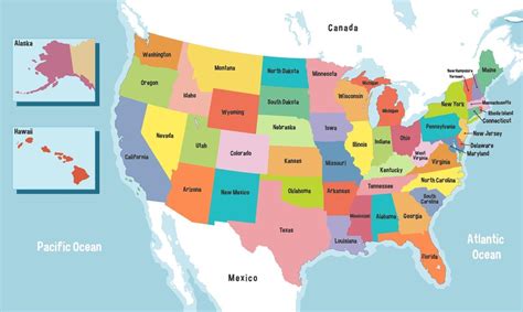 Mapa De Estados Unidos De Am Rica Con Nombres De Estados Vector