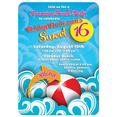 There are moments in life that can never be replicated. Hawaiian Beach Sweet 16 Birthday Invitation