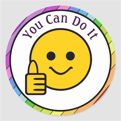 Thumbs Up Face You Can Do It Classic Round Sticker Zazzle