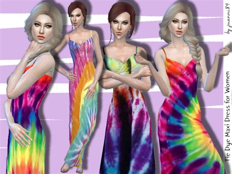 The Sims Resource Tie Dye Maxi Dress For Women