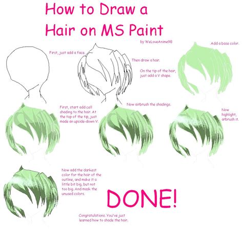 How To Draw Hair Tutorial On Ms Paint Picture By Weloveanime98