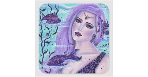 Lavender Ice Mermaid By Renee L Lavoie Square Sticker Zazzle