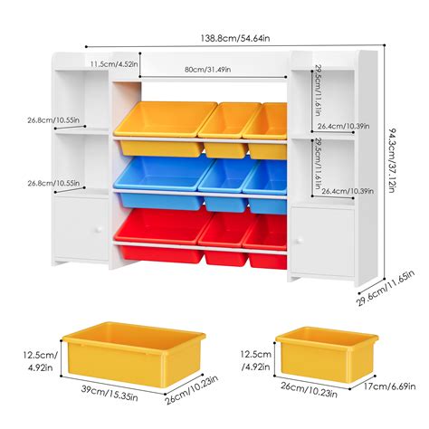 Homfa Kids Toy Cubby Bookcase With 9 Bins White Storage Organizer