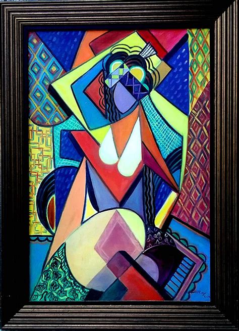 Voluptuous Nude Abstract Cubist Female Form Oil Painting Arthur My XXX Hot Girl