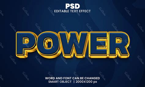 Power Blue Gold 3d Text Effect Photoshop Premium Psd File