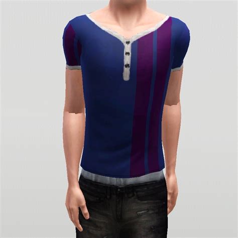 Sims 3 Fashion Blog Button Neck T Shirt