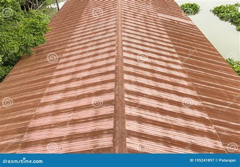 Perspective View Of Rusty Steel Roof Background Stock Image Image Of