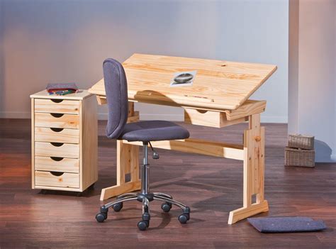 Joyldias kinderschreibtisch höhenverstellbar, schülerschreibtisch jugendschreibtisch mit lampe, schreibtisch kinder mit stuhl und schublade inkl. Kinderschreibtisch JULIA Kiefer Massivholz Höhe und ...