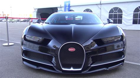 For example, the chassis features 65% firmer springs in the front and 33% stiffer in the rear. Black Bugatti Chiron in Vienna, Austria; front view ...