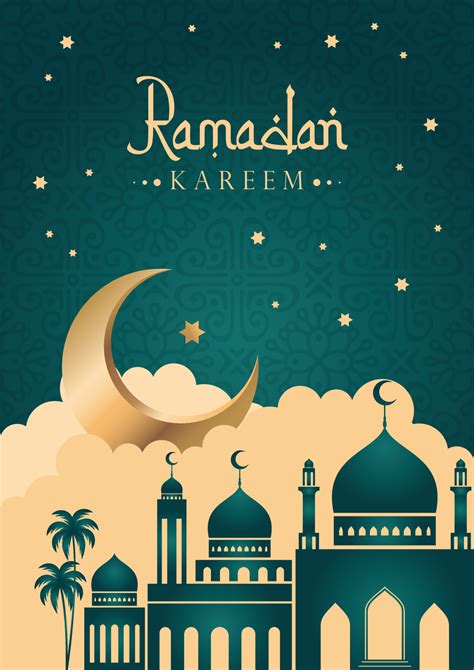 Ramadan Poster Design With Mosque And Green Pattern Template 6793453
