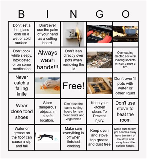 Kitchen Safety Bingo Card