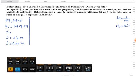 Matemática Financeira Juros Compostos cálculo do período YouTube