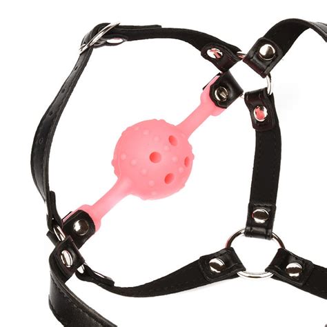 Black Leather Ball Gags With Silicone Ball Bdsm Bondage Gags Etsy