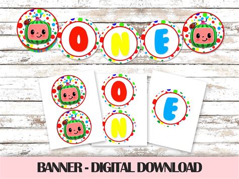 Cocomelon Banner One Cocomelon Girl Pennants Digital Download Etsy