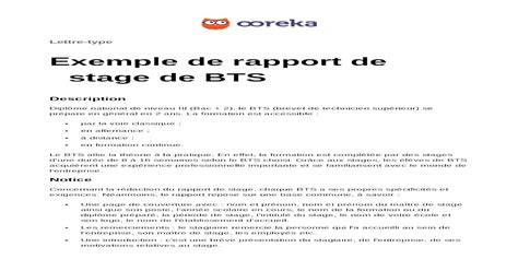 Ooreka Exemple Rapport Stage Bts  [Download DOC]