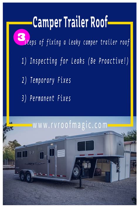 Walk carefully on the ceiling joists in the however, when it is not practical to climb up on the roof to fix a leak, such as during the winter months, you can repair a leaky roof temporarily, from the. RV Roof Repair Coatings: How to fix a Camper Trailer ...