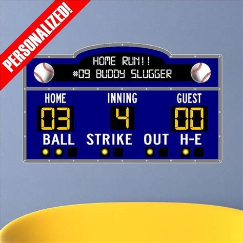 Personalized Custom Scoreboard Baseball Wall Decal Baseball Wall