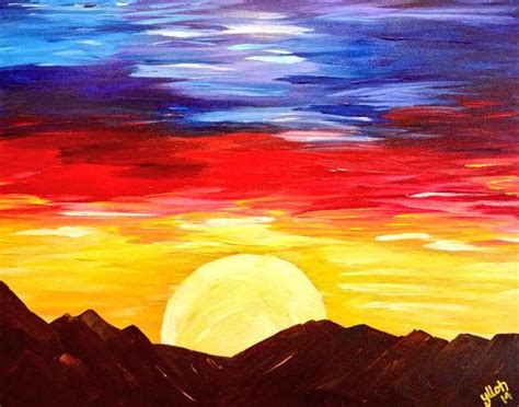 Mountain Sunrise Acrylic On Canvas 16x20 Etsy Simple Acrylic