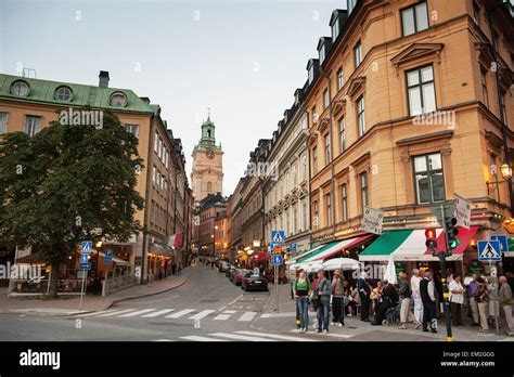 Pedestrians And Cars On A Busy Street Stockholm Sweden Stock Photo Alamy