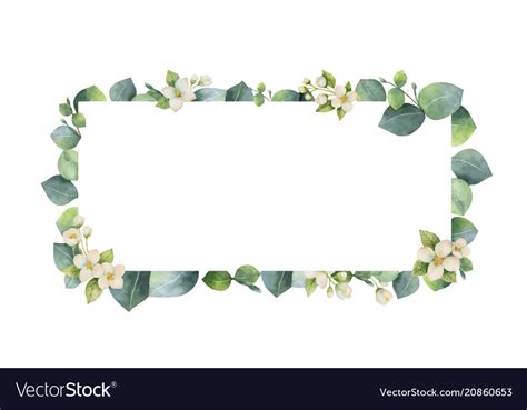 Watercolor Frame With Green Eucalyptus Royalty Free Vector