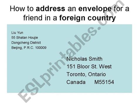 For sending mail and packages within the united states, use the following format: Addressing An Envelope Canada - Letter