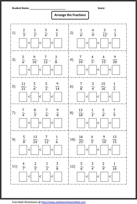 Ordering Fractions From Least To Greatest Worksheet – Worksheets Free