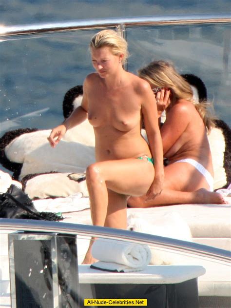 Kate Moss Sunbathing Topless On The Yacht And Beach