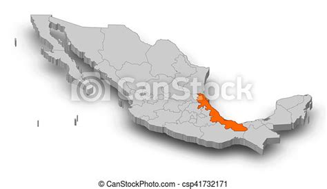 Mapa México Veracruz 3d Illustración Mapa De México Como Una