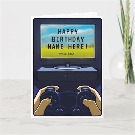 Night Gaming Gamer Birthday Card Personalisable