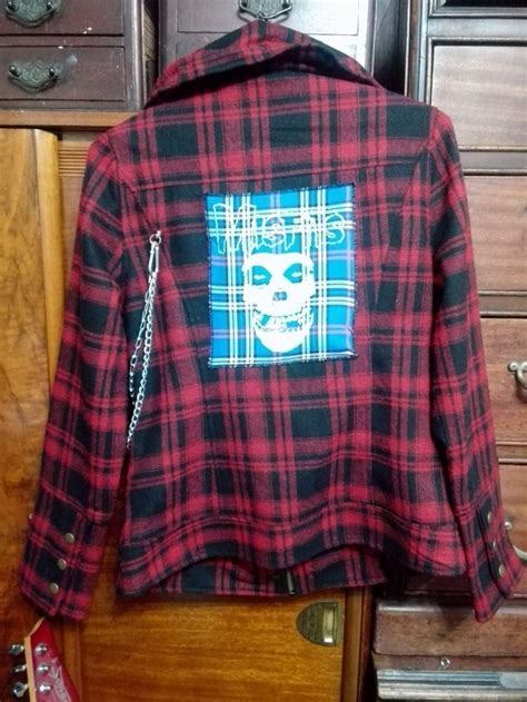 Punked Out Tartan Jacket The Misfits Punk Chains Patches Etsy