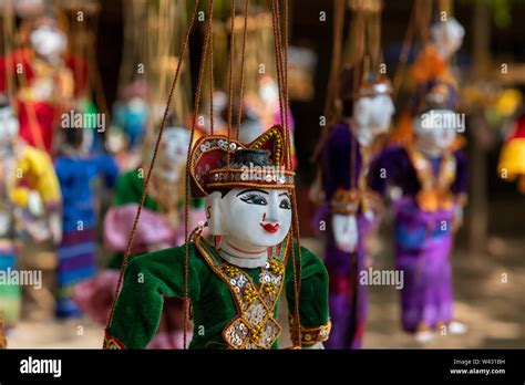 Myanmar Aka Burma Historic Bagan Typical Marionette Souvenirs Stock