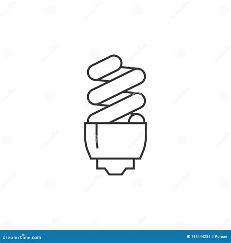 Outline Icon Spiral Lightbulb Stock Vector Illustration Of Bright