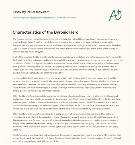 Characteristics Of The Byronic Hero 500 Words