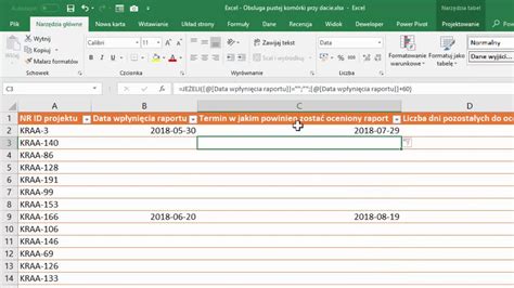 Daty w Excelu jak obsłużyć puste komórki przy pracy z datami YouTube