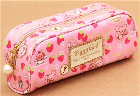 On the site are offered with various functionalities. pink Piggy Girl pig pencil case strawberry glitter San-X ...