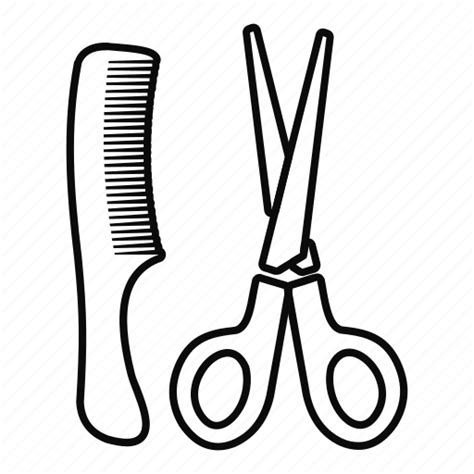 Comb Hair Line Outline Salon Scissor Scissors Icon Download On
