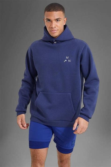 Man Active Gym Popper Button Hoodie Boohoo Uk