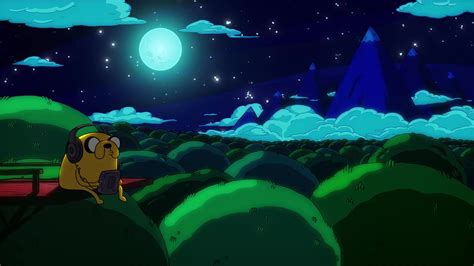 Jake Listens To Music Alone At Night Adventure Time Live Wallpaper