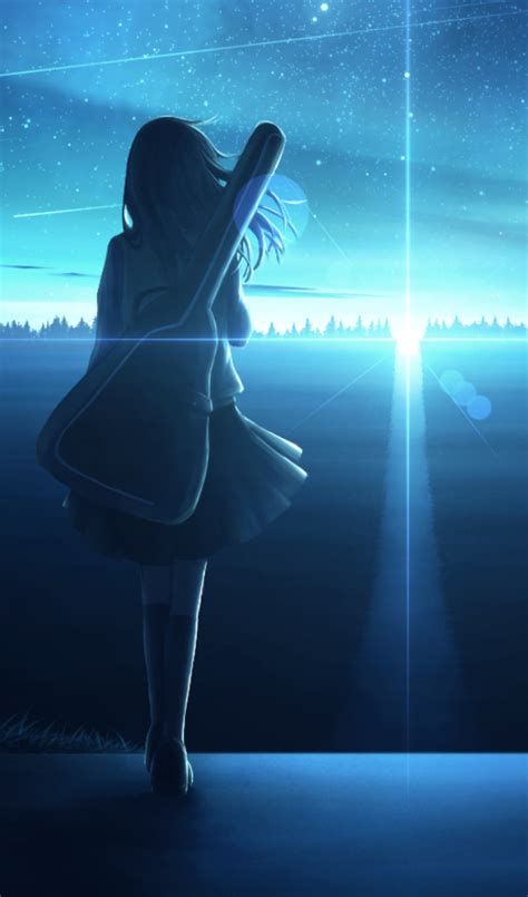 1200x2040 Lonely Anime Girl In Sunset 1200x2040 Resolution Wallpaper