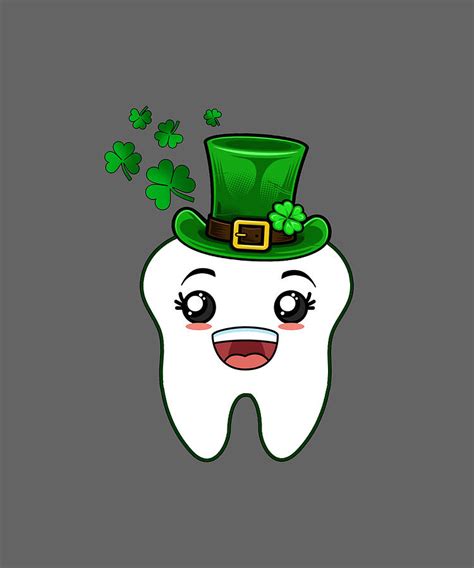 Cute Irish Tooth With Hat Dental Assistant St Patricks Day Digital Art