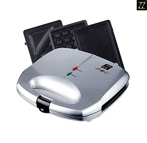 Zz S S In Sandwich Waffle And Breakfast Maker With Non Stick Plates Silver