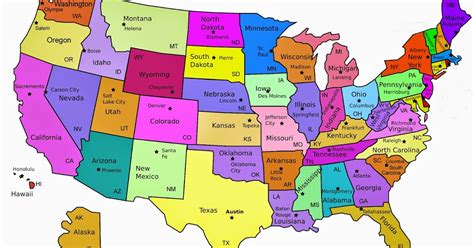 United States Map With Capitals And State Names Us State Map United