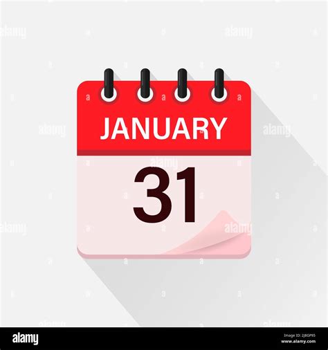 January 31 Calendar Icon With Shadow Day Month Flat Vector