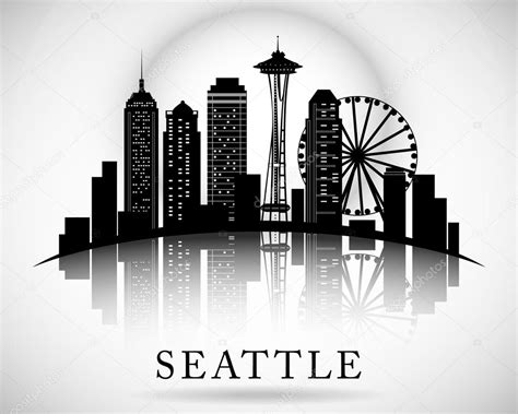 Seattle City Skyline Vector City Silhouette Stock Vector Image By
