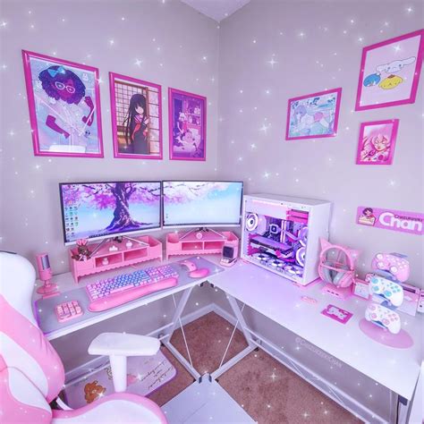 Added pink monitor stands to my battlestation peep that cable