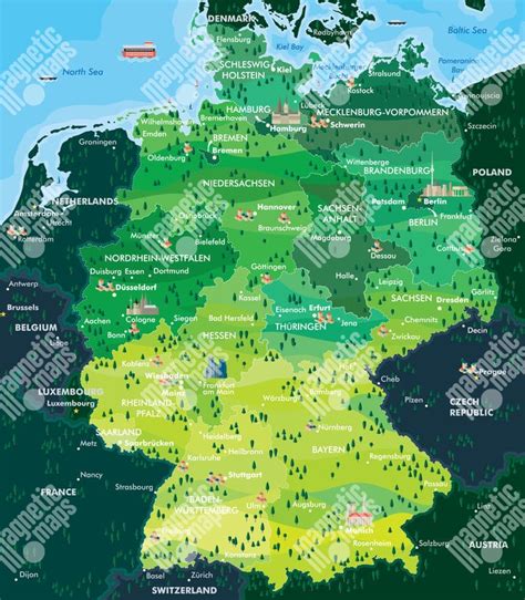 Magnetick Mapa Nemecka Kreslen Farebn